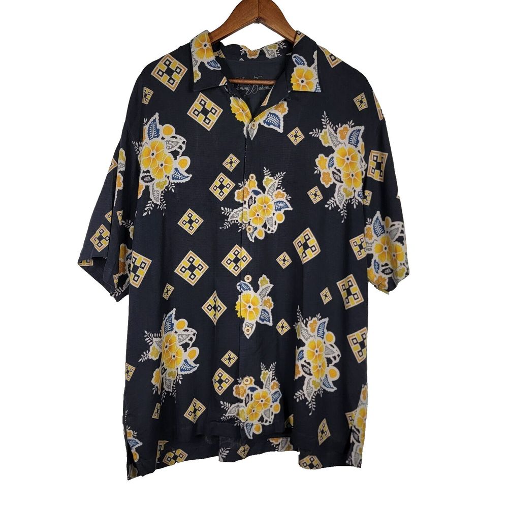 Tommy Bahama Men's XL Textured Silk Button Up Short Sleeve‎ Beachy Vacay